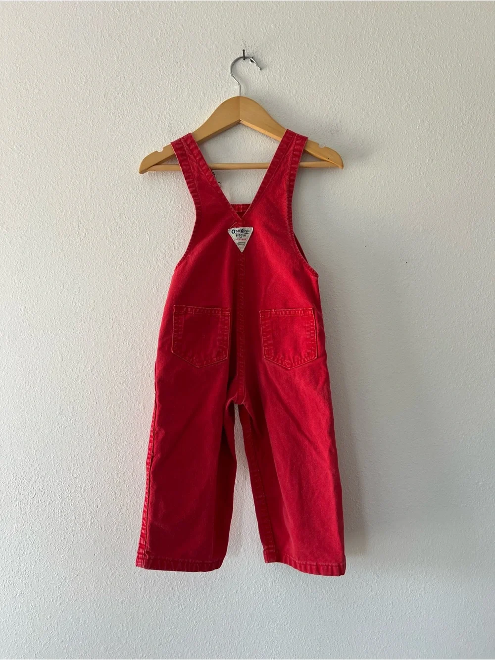 OSHKOSH | Vintage Denim Overalls Firetruck Red | 2T